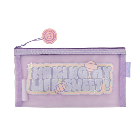 Estojo com Esferográfica + 2 Borrachas + 3 Marcadores Fluorescentes Big Mesh Marshmallow