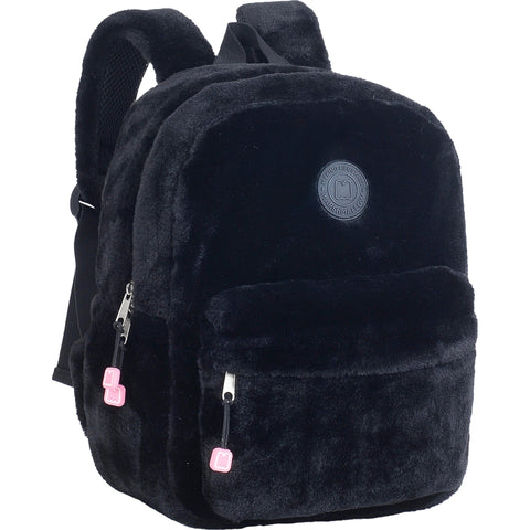 Mochila Pequena Preta Furry Marshmallow