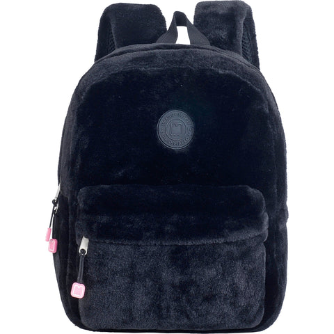 Mochila Pequena Preta Furry Marshmallow