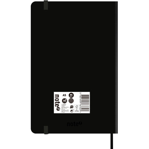 Caderno Agrafado A5 Capa Preta Soft com Elástico Pautado Note!