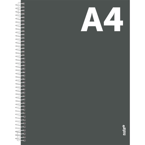 Caderno Espiral A4 Capa Dura Cinzenta Quadriculado Note!