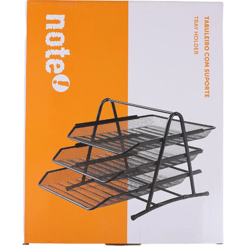 Tabuleiro Metal com Suporte 3 Divisórias Preto