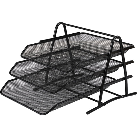 Tabuleiro Metal com Suporte 3 Divisórias Preto