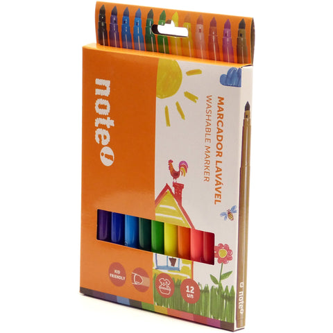 Marcadores Colorir Lavaveis 12 Unidades Note!