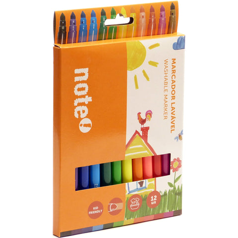 Marcadores Colorir Lavaveis 12 Unidades Note!