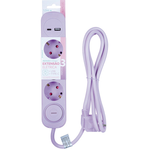 Bloco Lilás 3Tom Com Int 1Usb 1,5M