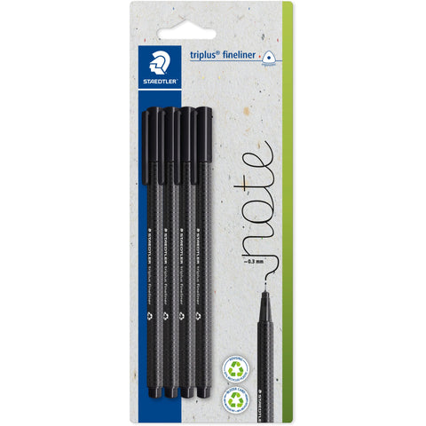 Marcador Triplus Fineliner 0.3mm Preto 4 Unidades Staedtler