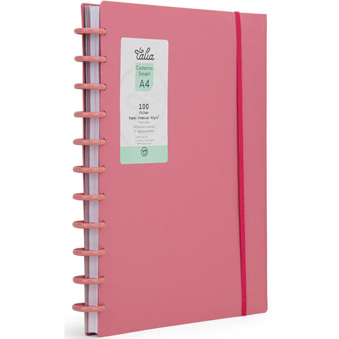 Caderno Smart Espiral com Elástico A4 Pautado Rosa Forte Talia