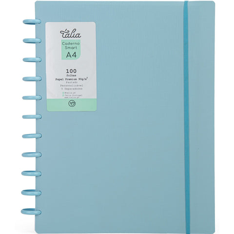 Caderno Smart Espiral com Elástico A4 Pautado Azul Talia