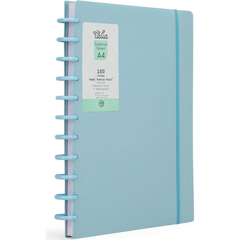 Caderno Smart Espiral com Elástico A4 Pautado Azul Talia