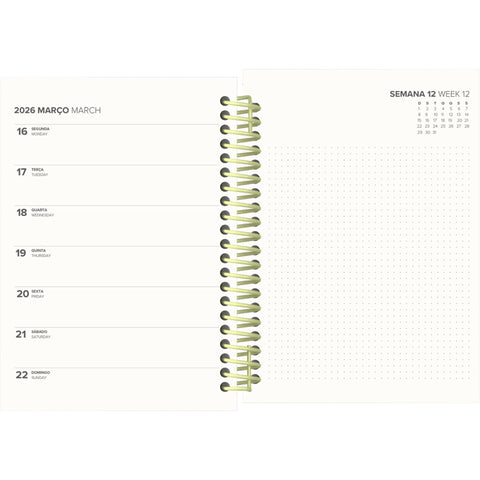 Agenda A6 2026 Espiral 12 Meses Semanal Check Note!
