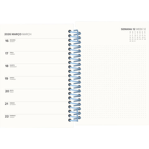 Agenda A6 2026 Espiral 12 Meses Semanal Check Note!