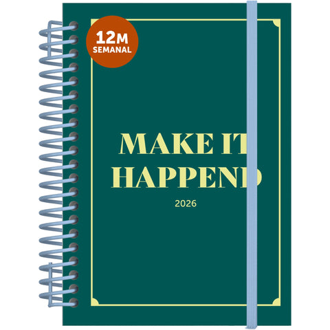 Agenda A6 2026 Espiral 12 Meses Semanal Check Note!