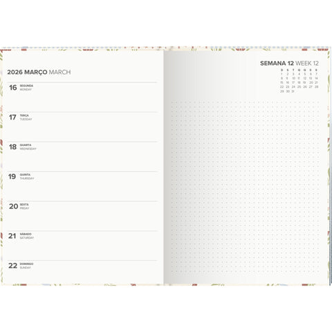 Agenda A7 2026 12 Meses Semanal Calm Note!