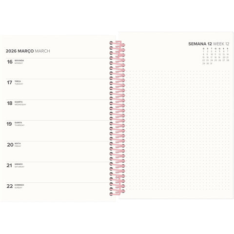 Agenda A5 2026 Espiral 12 Meses Semanal Flowers Note!