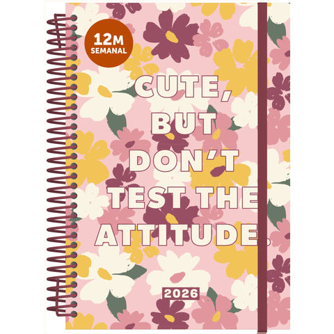 Agenda A5 2026 Espiral 12 Meses Semanal Flowers Note!