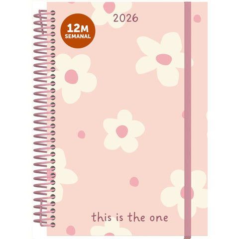 Agenda A5 2026 Espiral 12 Meses Semanal Flowers Note!