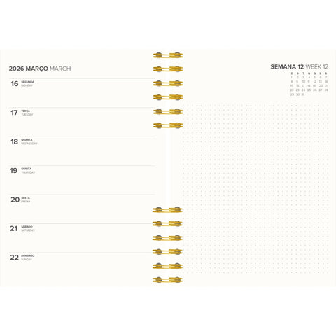 Agenda A5 2026 Espiral Dupla 12 Meses Semanal Strips