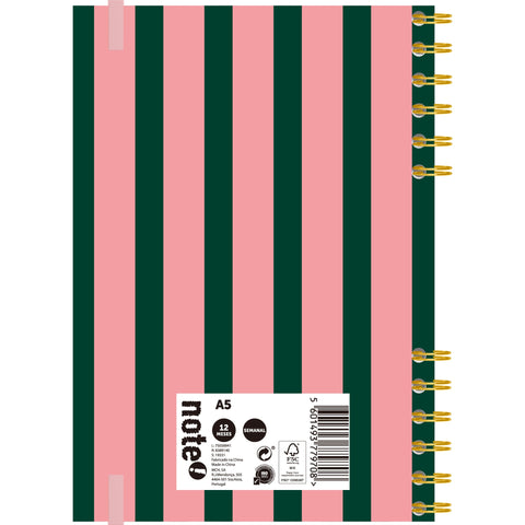 Agenda A5 2026 Espiral Dupla 12 Meses Semanal Strips