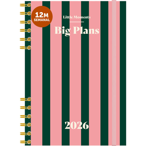 Agenda A5 2026 Espiral Dupla 12 Meses Semanal Strips