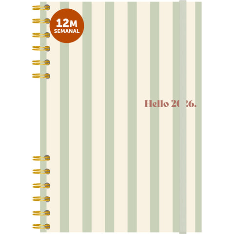 Agenda A5 2026 Espiral Dupla 12 Meses Semanal Strips