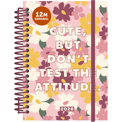 Agenda A6 2026 Espiral 12 Meses Semanal Flowers Note!