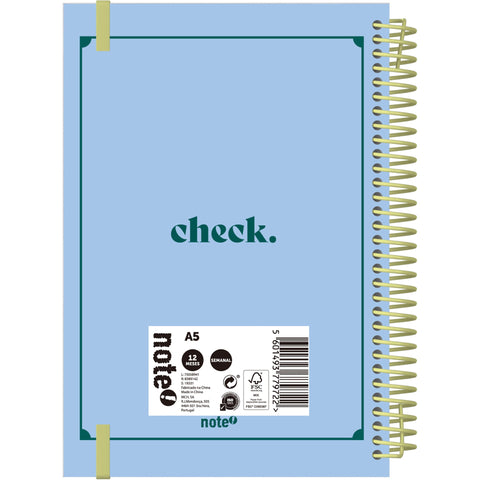 Agenda A5 2026 Espiral 12 Meses Semanal Check Note!