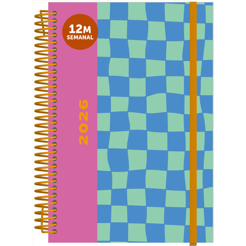 Agenda A5 2026 Espiral 12 Meses Semanal Squares Note!
