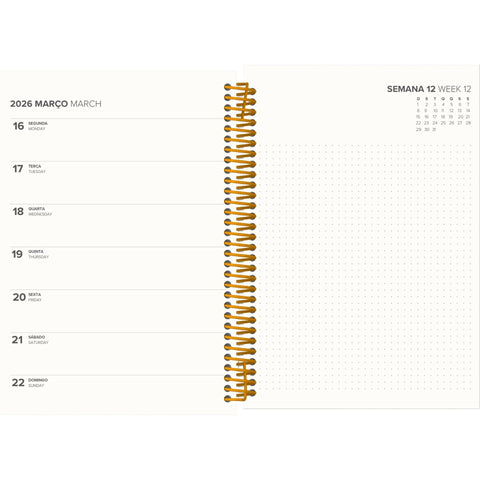 Agenda A5 2026 Espiral 12 Meses Semanal Squares Note!
