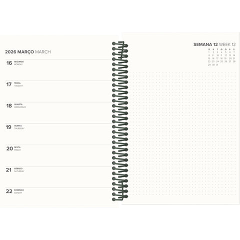 Agenda A5 2026 Espiral 12 Meses Semanal Squares Note!