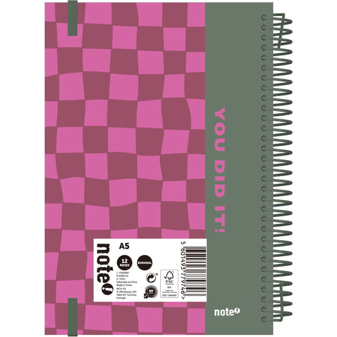 Agenda A5 2026 Espiral 12 Meses Semanal Squares Note!