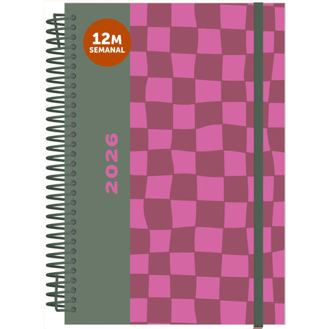 Agenda A5 2026 Espiral 12 Meses Semanal Squares Note!