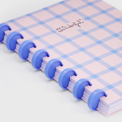 Caderno A5 - Xadrez Azul e Rosa