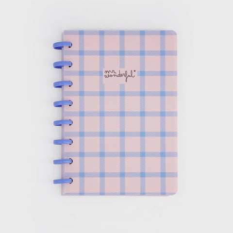 Caderno A5 - Xadrez Azul e Rosa