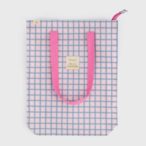 Bolsa Quadrados Azul Rosa - Hello Sunshine