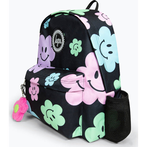 Mochila Badge Black Happy Flowers Hype