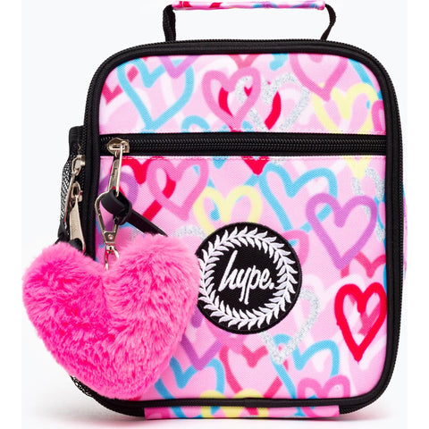 Saco Lanche Graffiti Hearts Rosa Hype