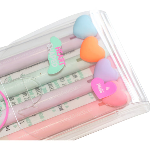 Esferográfica Tinta Gel Coração 4 Unidades Marshmallow