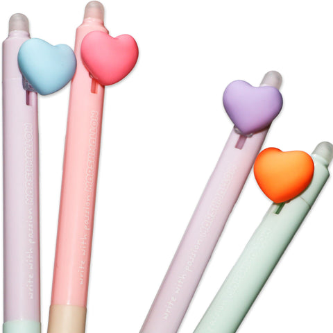 Esferográfica Tinta Gel Coração 4 Unidades Marshmallow