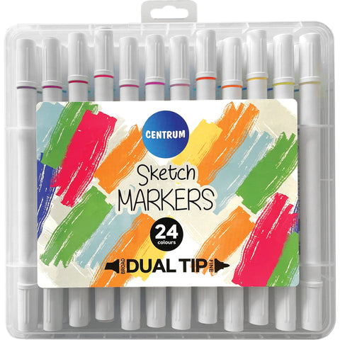 Marcador de Colorir 2 Pontas Sketch 24 unidades Centrum