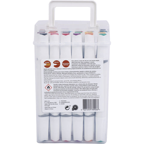 Marcadores de Colorir Base Álcool Ponta Dupla 24 Unidades Note!