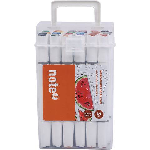 Marcadores de Colorir Base Álcool Ponta Dupla 24 Unidades Note!