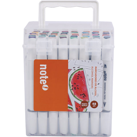 Marcadores de Colorir Base Álcool Ponta Dupla 48 Unidades Note!