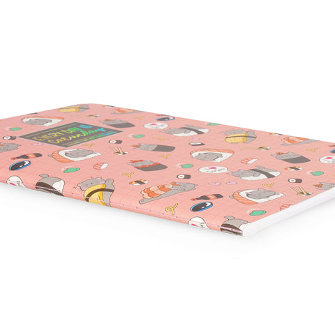Caderno Com Linha Médio - Gato Sushi
