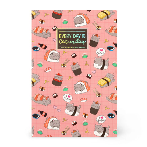 Caderno Com Linha Médio - Gato Sushi