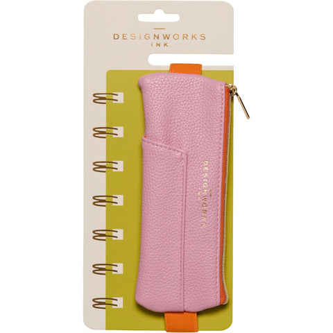 Bolsa Estojo Couro Vegan -Rosa E Laranja