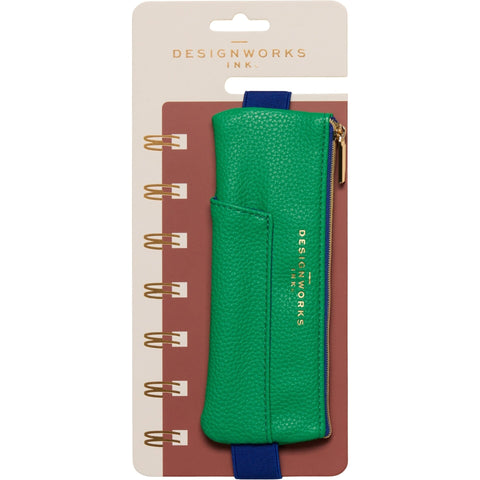 Bolsa Estojo Couro Vegan - Verde E Azul