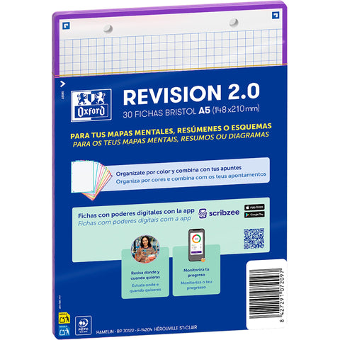 Flashcards 2.0 A5  30 Folhas Quadriculado Roxo Oxford