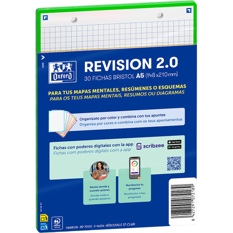 Flashcards 2.0 A5  30 Folhas Quadriculado Verde Oxford