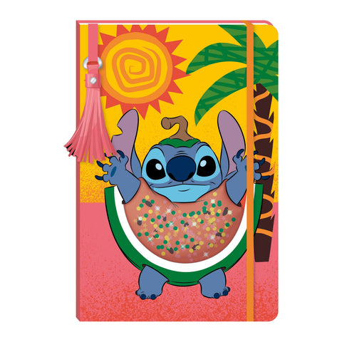Caderno A5 Com Glitter Melancia Stitch